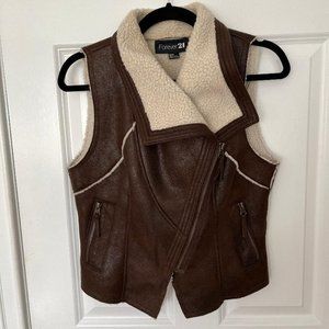 Brown Vegan Zip Vest - Size: M